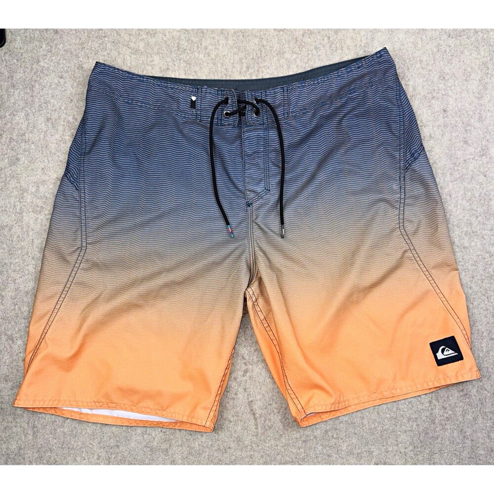 Quiksilver Men’s Board Shorts Size 36 Blue/Orange Ombré Drawstring Back Pocket